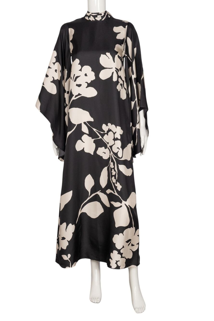 LA DOUBLEJ Black Silk Printed Dress Size M